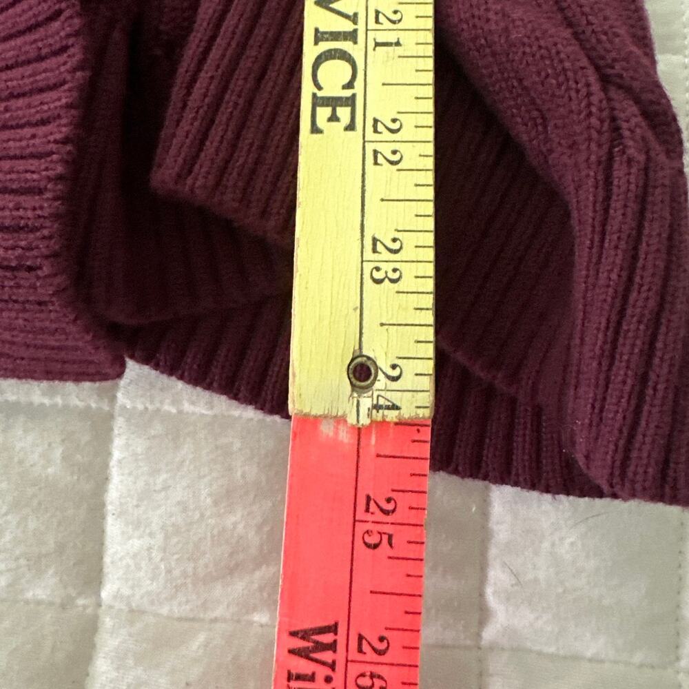 LRL Ralph Lauren Sweater Womens Medium Burgundy Buckled Cotton Classic Preppy - Picture 9 of 10